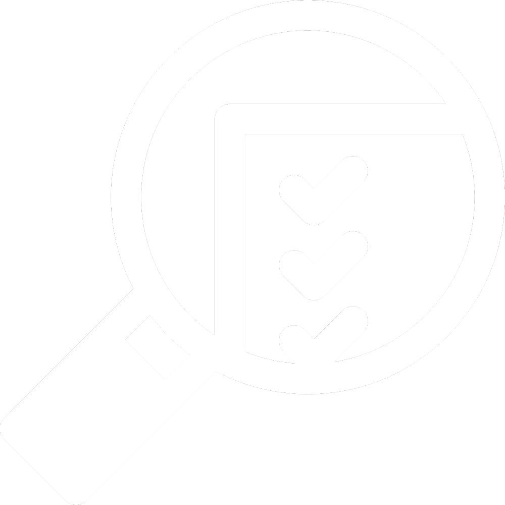 A magnifying glass focusing on a checklist, symbolizing Inspection Services provided by Secondary Solutions