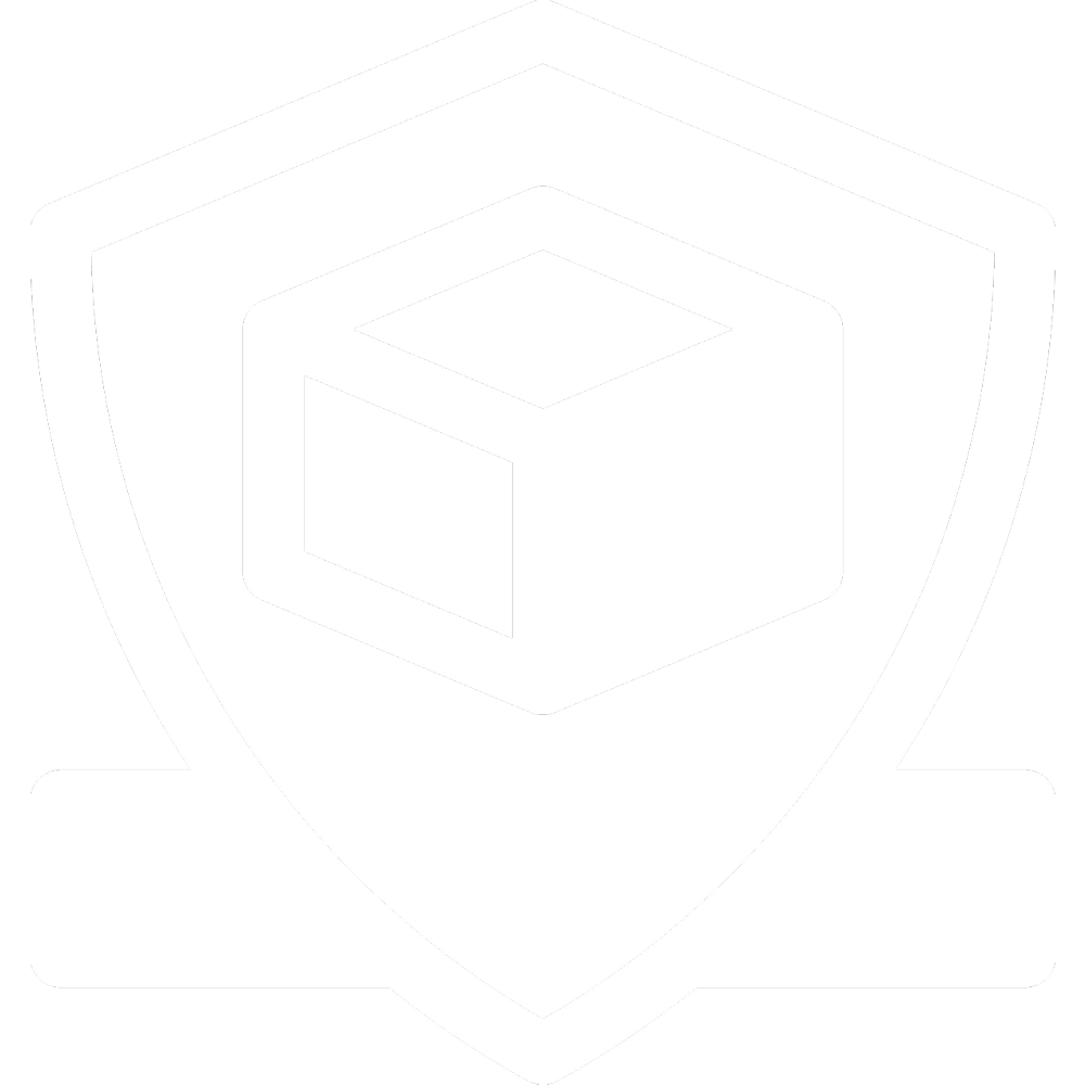A box inside of a shield, symbolizing protective packaging services provided by Secondary Solutions